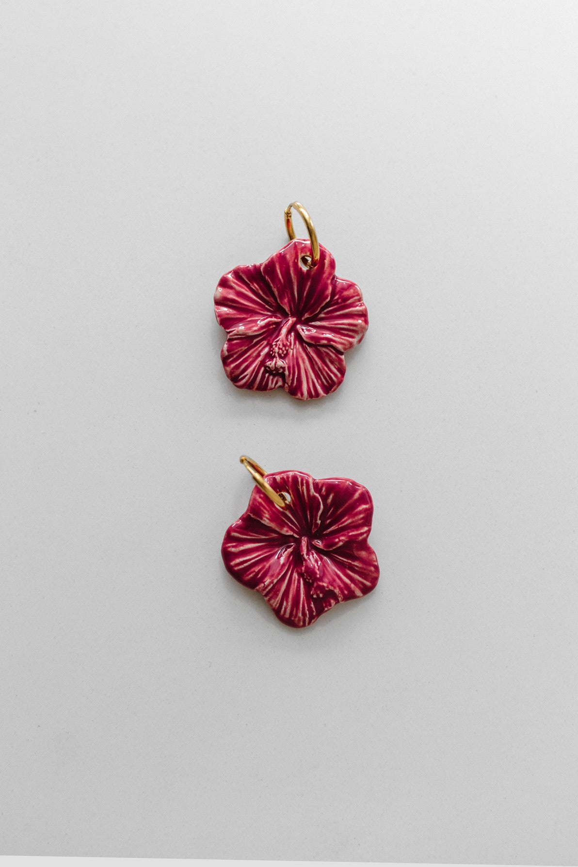 Pendientes Hibiscus Burdeos | XXL