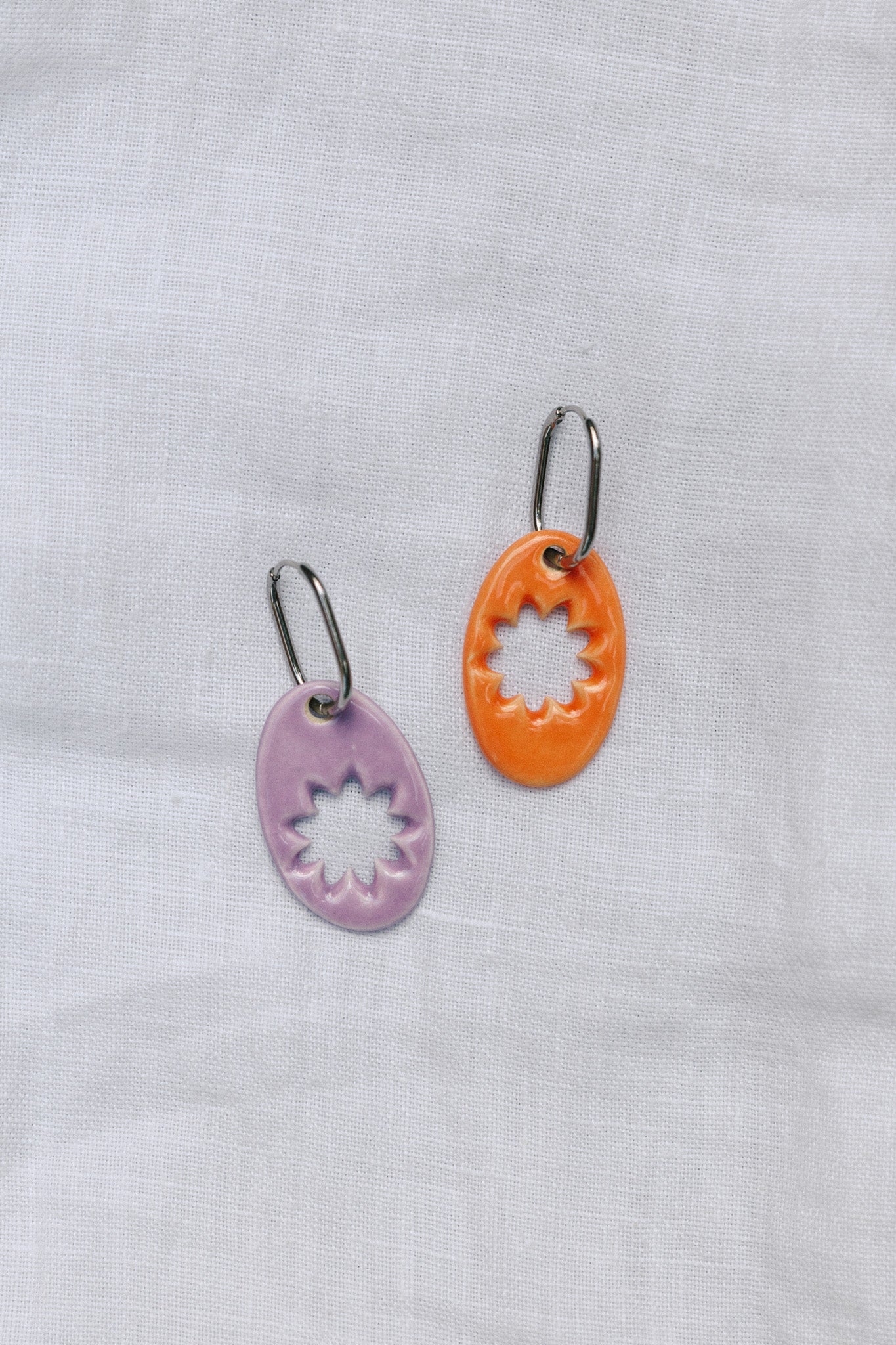 Nuevo | Pendientes Lehua Naranja & Lila | XL