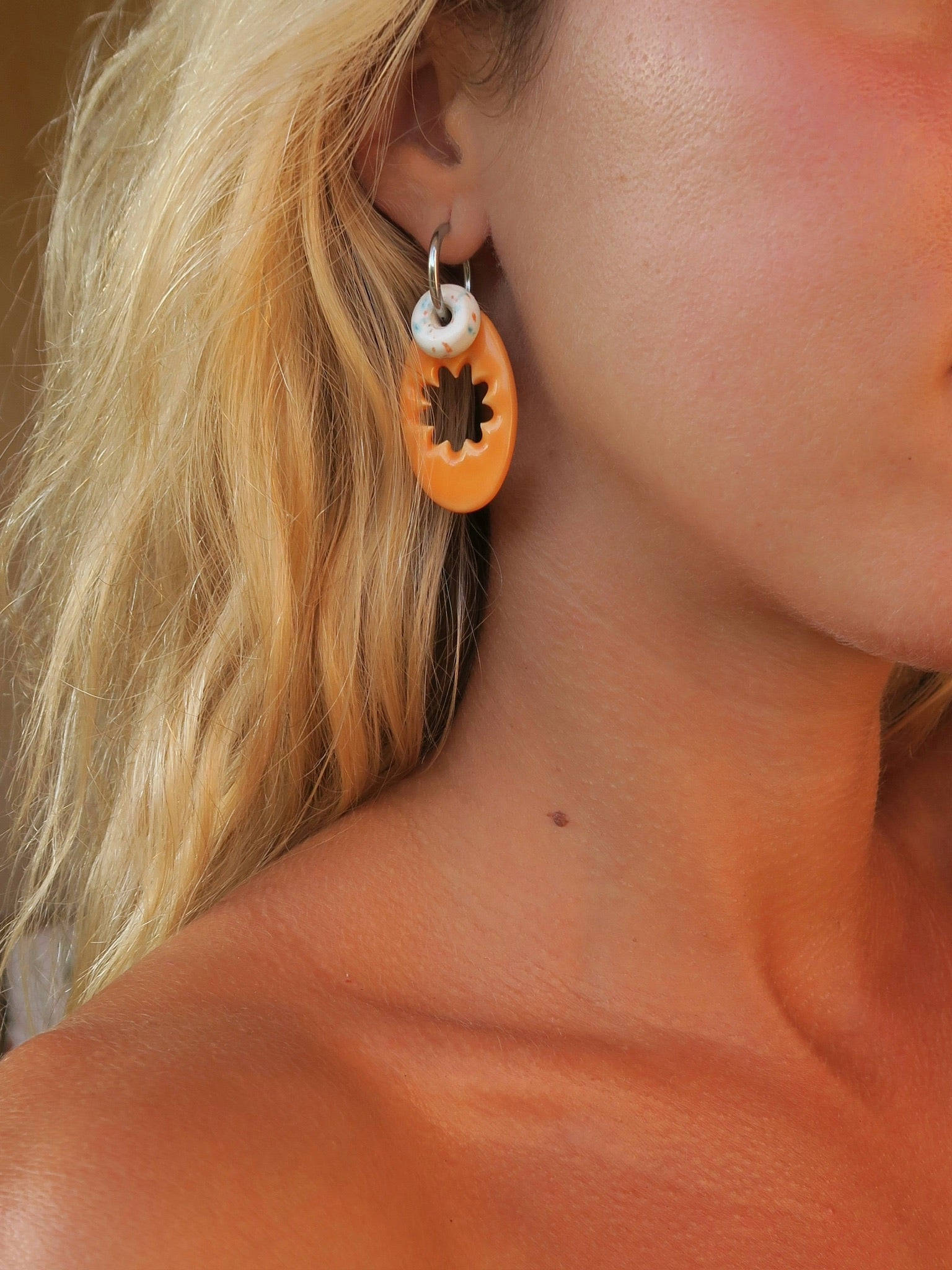 Nuevo | Pendientes Lehua Naranja | XL