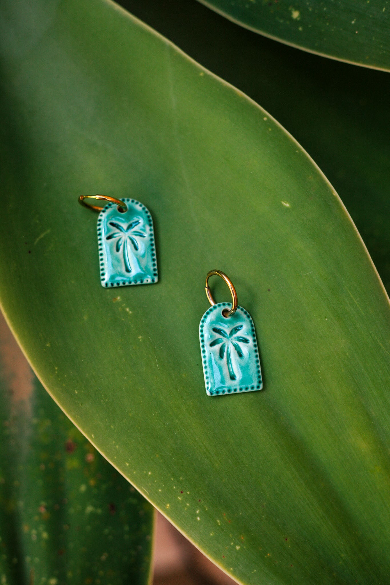 Nuevo | Pendientes Palmera Azul | L