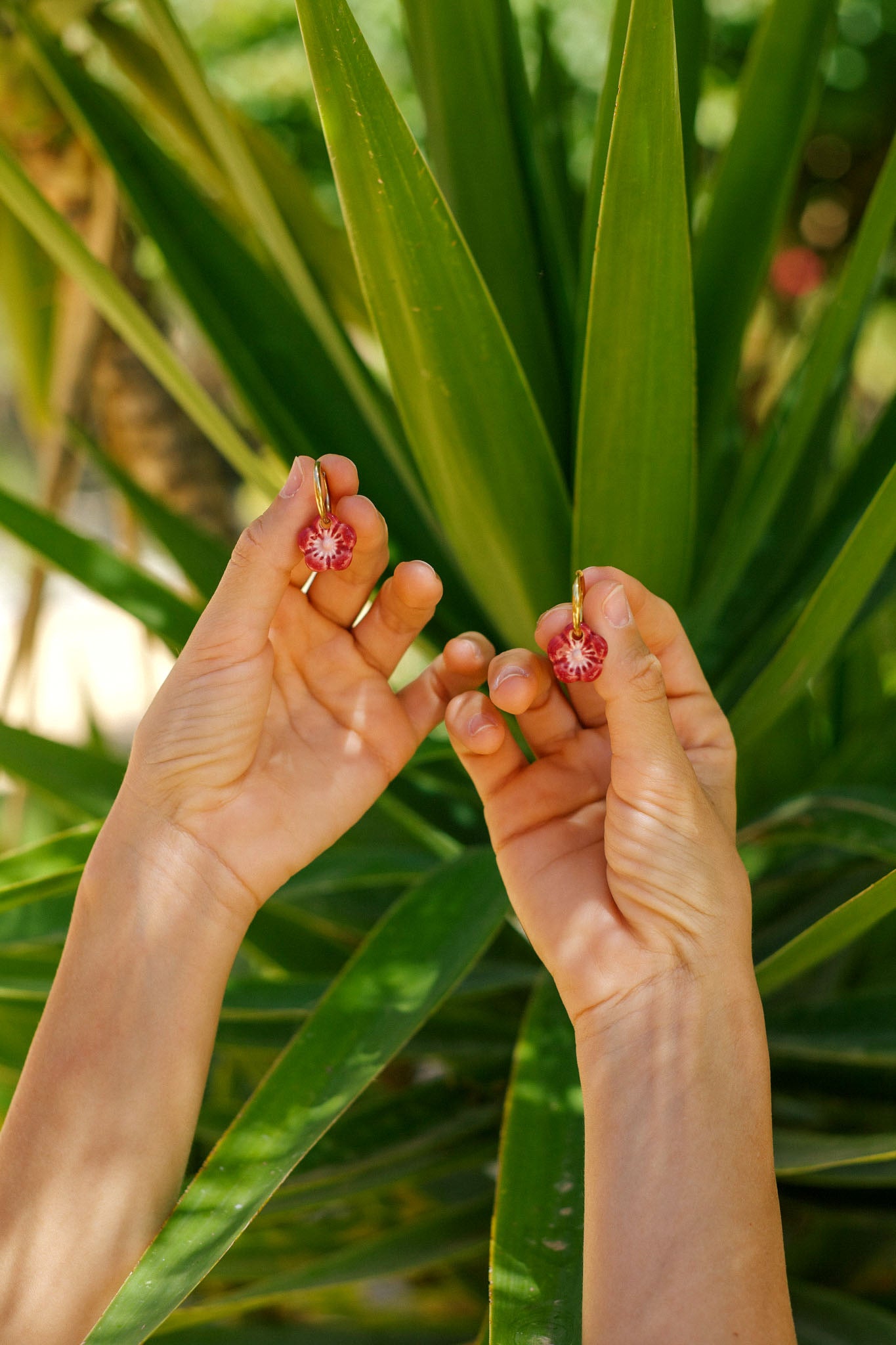 Pendientes Plumeria Burdeos | S