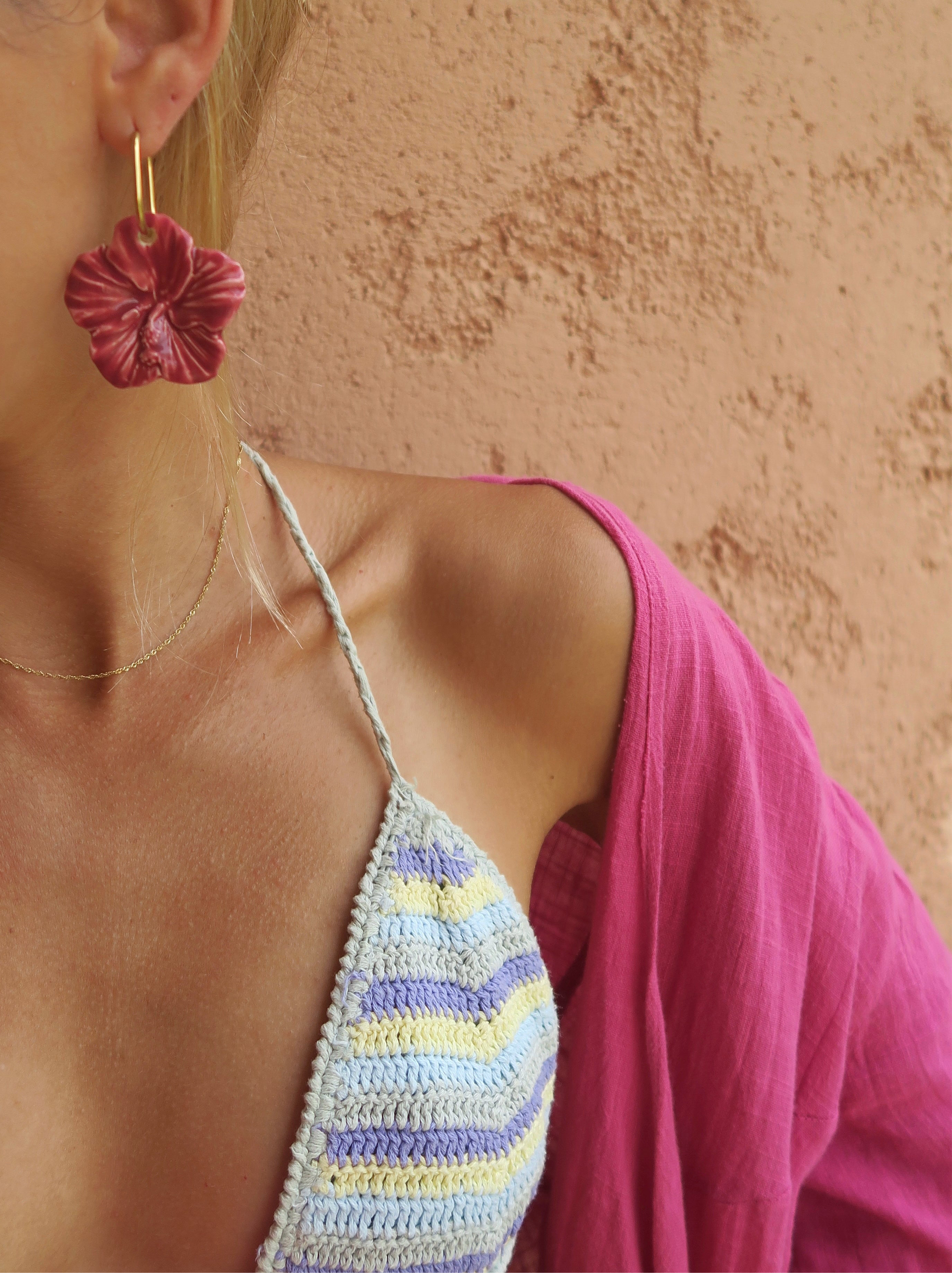 Par Piezas Hibiscus Burdeos | XXL