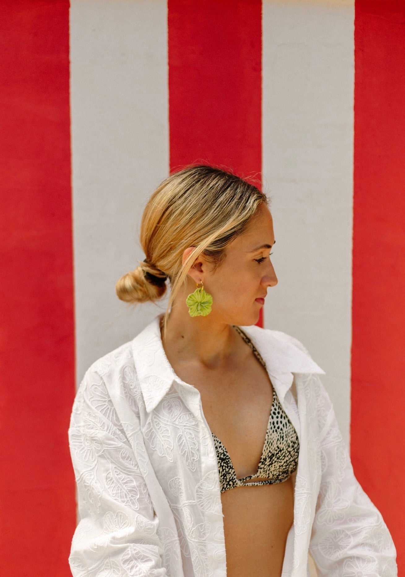 Pendientes Hibiscus Verde | XXL