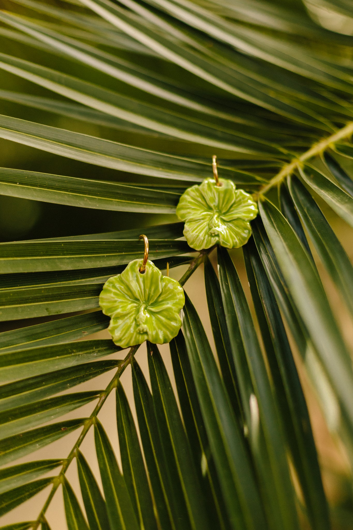 Green Hibiscus Earrings | XXL