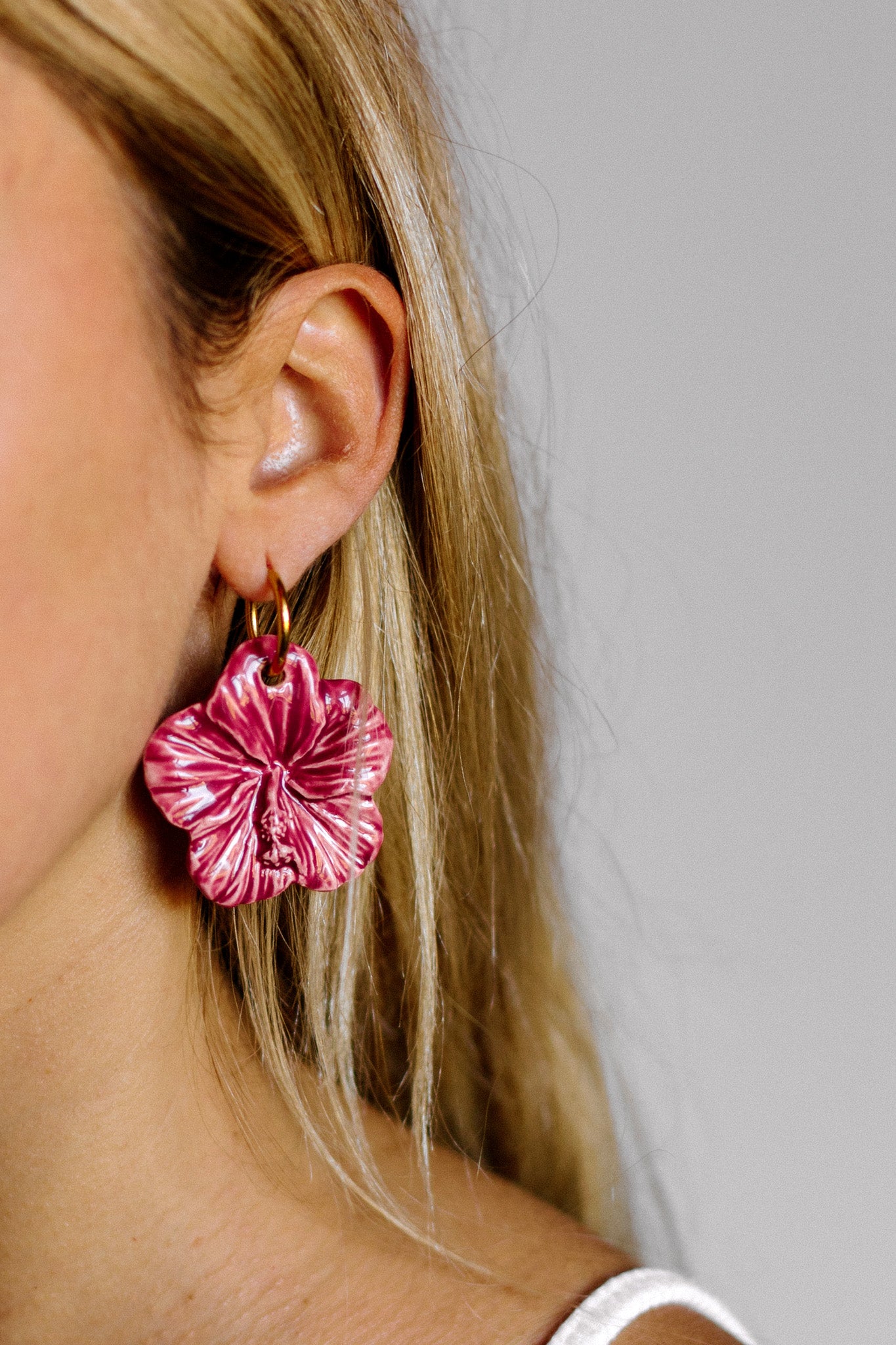 Pendientes Hibiscus Burdeos | XXL