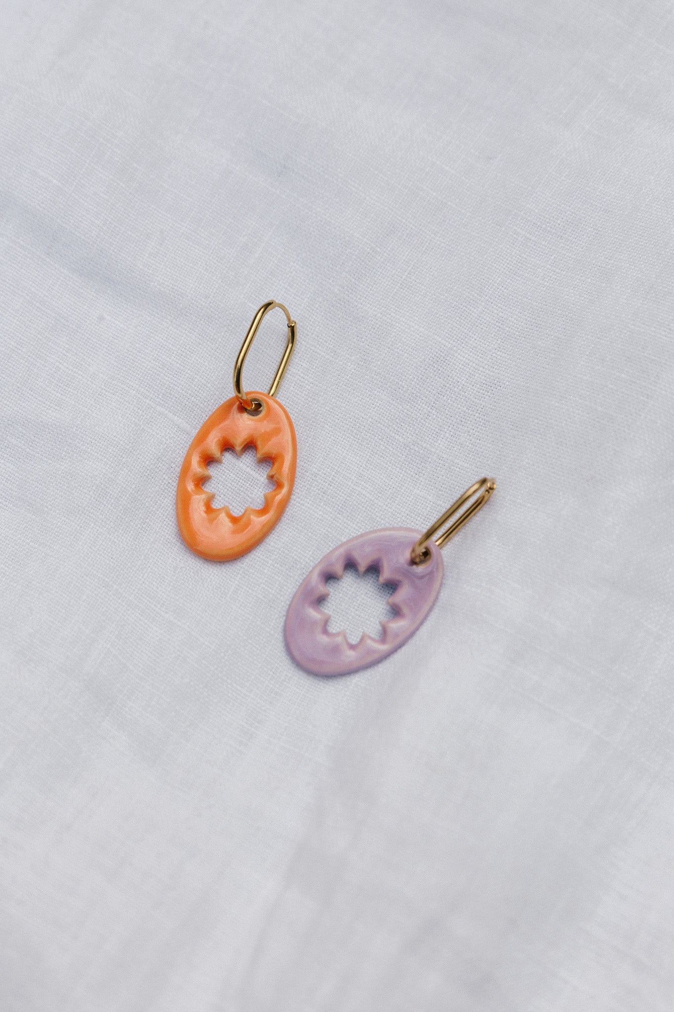 Nuevo | Pendientes Lehua Naranja & Lila | XL