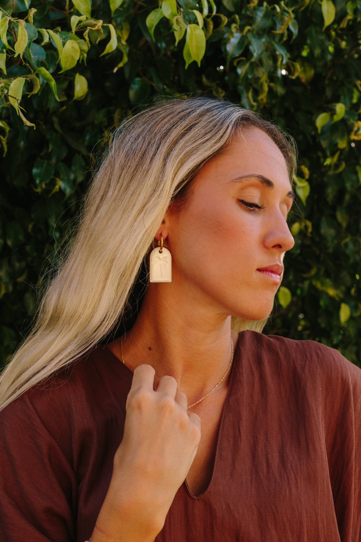 Pendientes Palmera Blanco | L