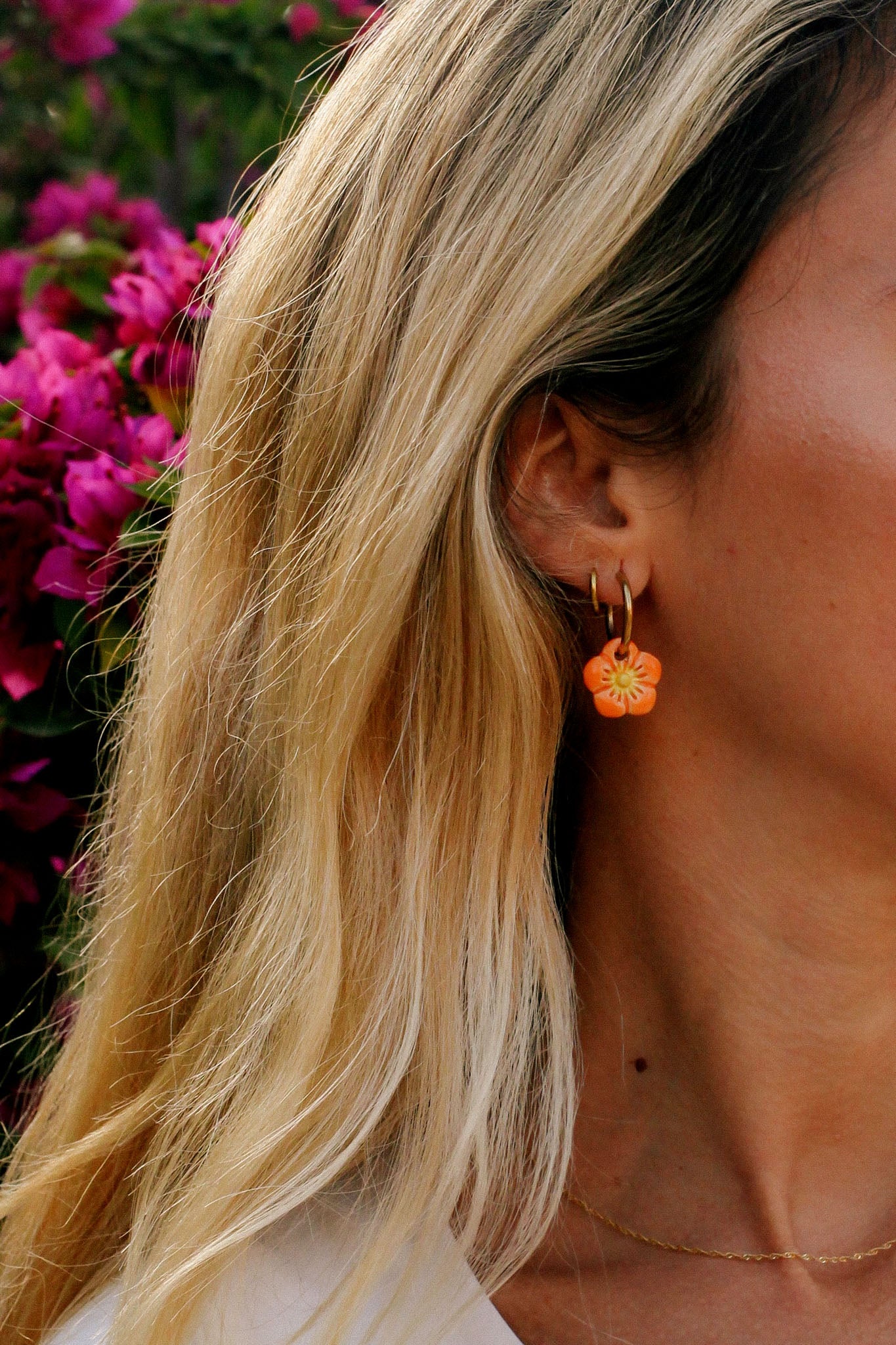 Nuevo | Pendientes Plumeria Naranja | S