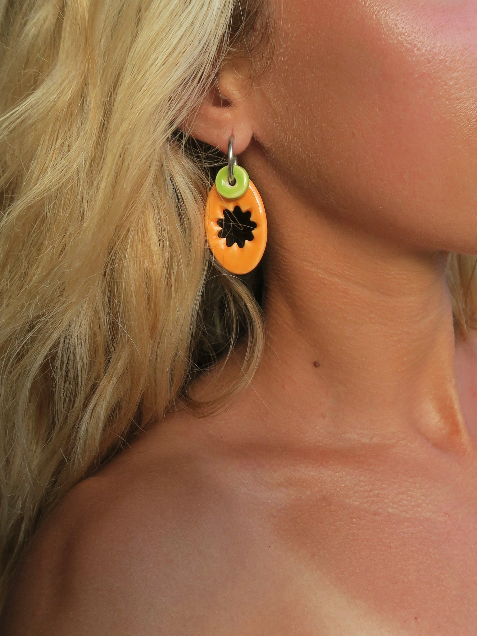 Nuevo | Pendientes Lehua Naranja | XL