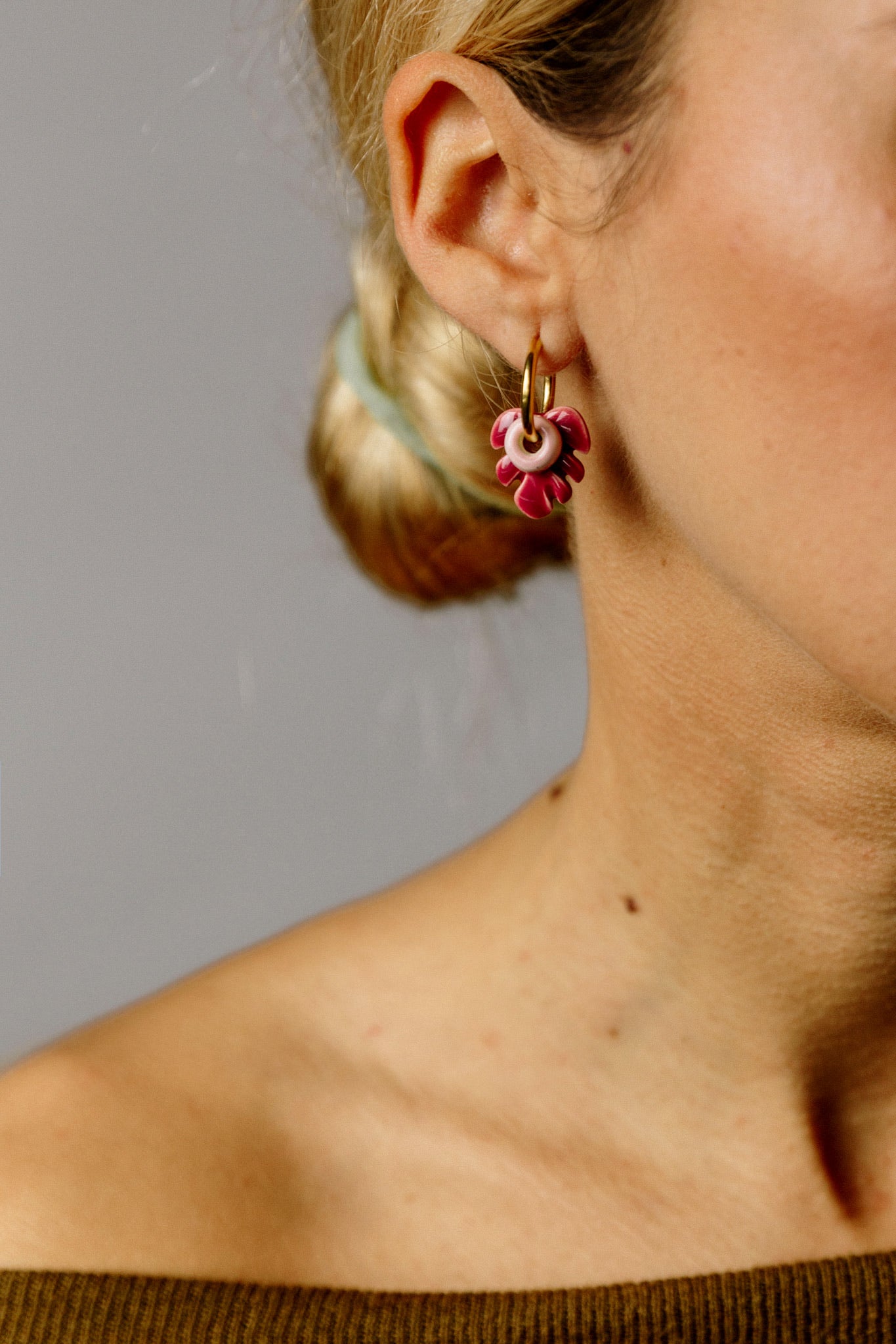 Burgundy Mini Aloha Earrings | S
