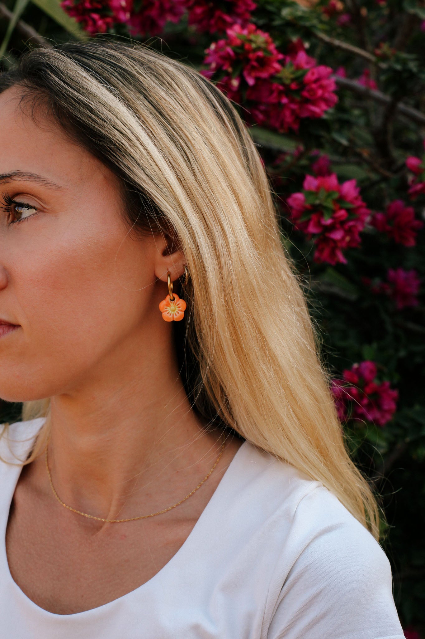 Nuevo | Pendientes Plumeria Naranja | S