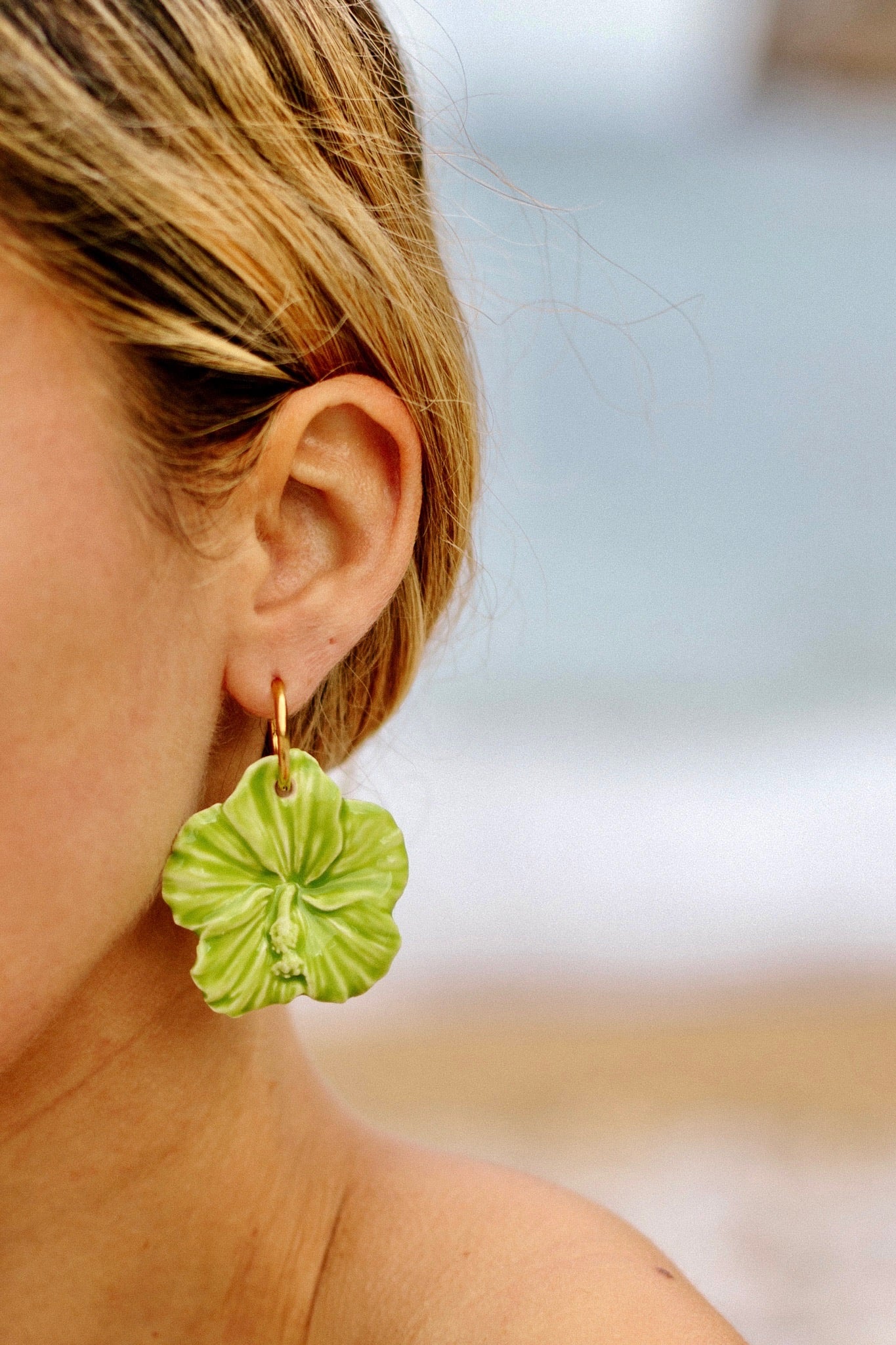 Green Hibiscus Earrings | XXL