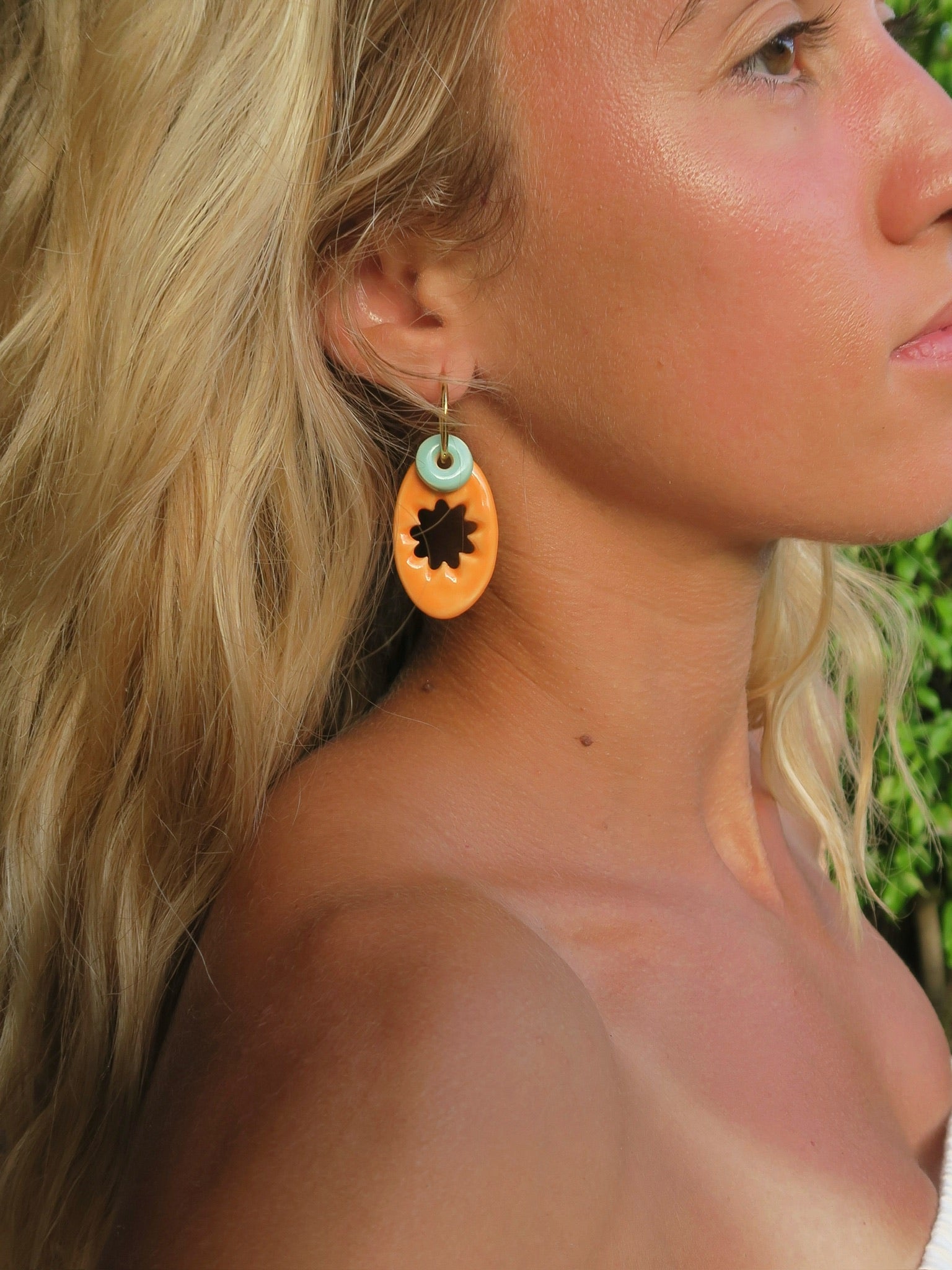 Nuevo | Pendientes Lehua Naranja | XL