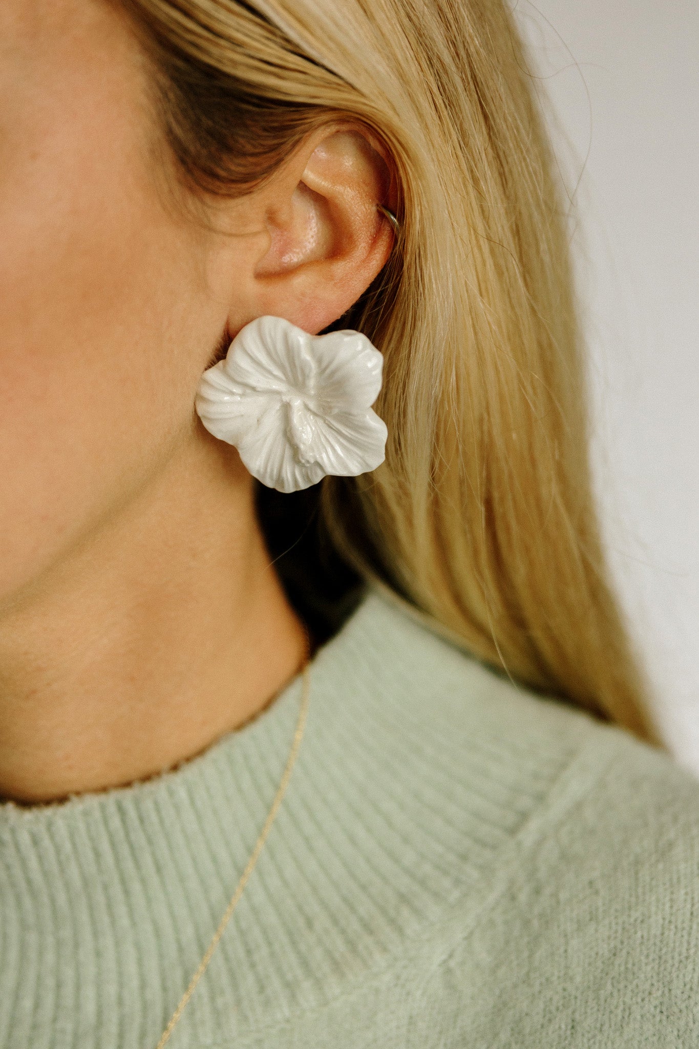 Pendientes Hibiscus Blanco | XXL