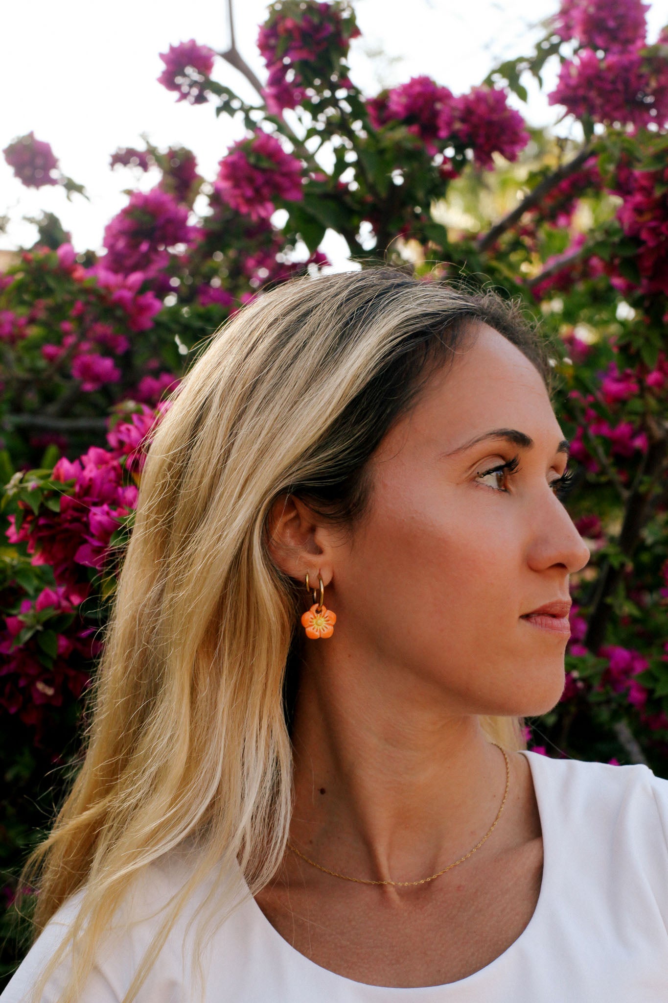 Nuevo | Pendientes Plumeria Naranja | S