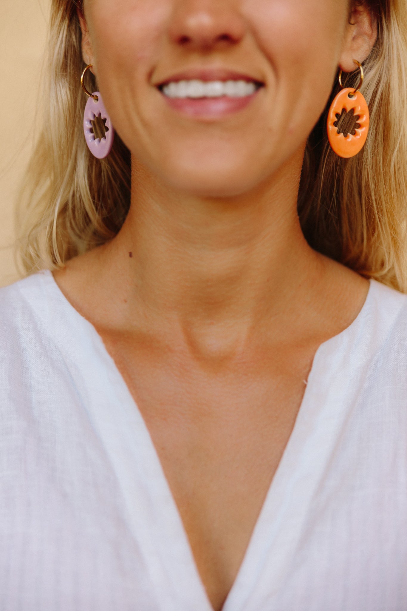 Nuevo | Pendientes Lehua Naranja & Lila | XL