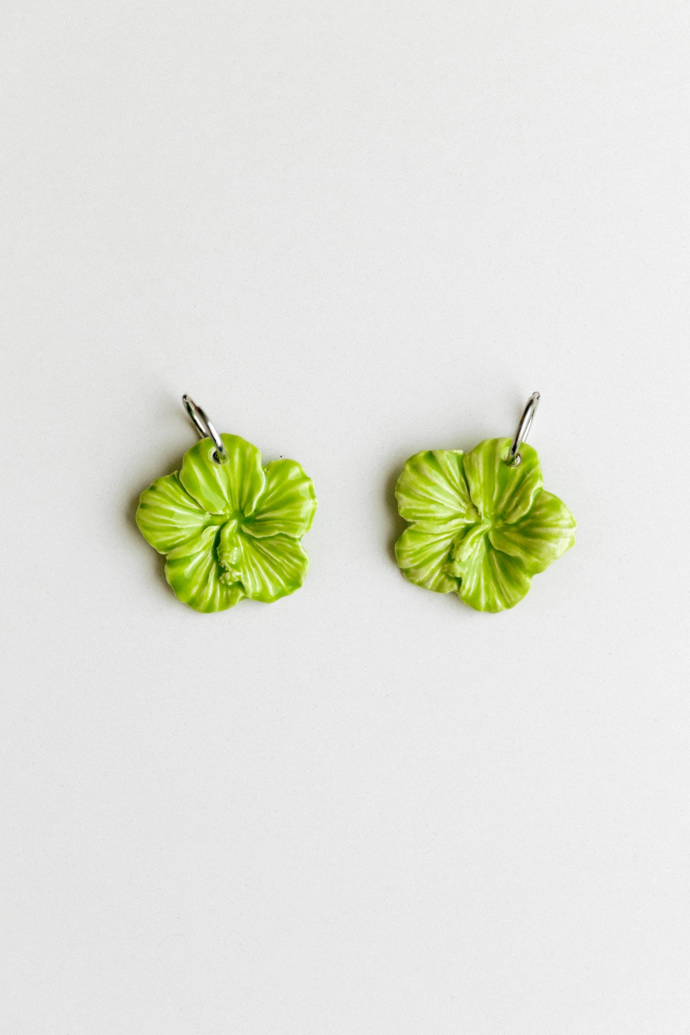 Nuevo | Pendientes Hibiscus Verde | XXL