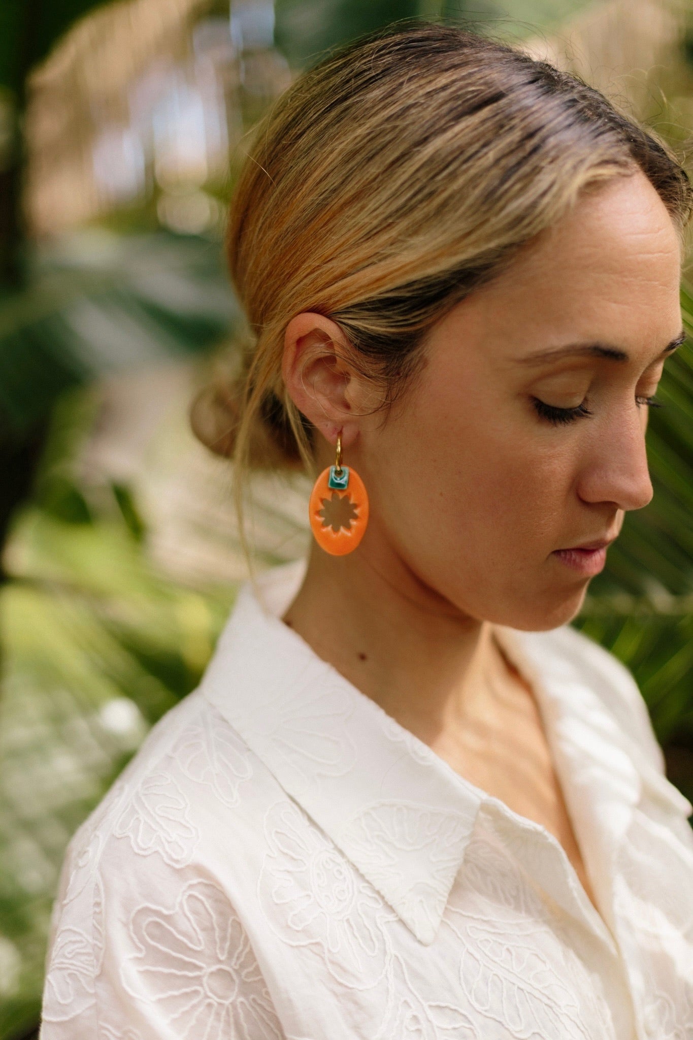 Nuevo | Pendientes Lehua Naranja | XL