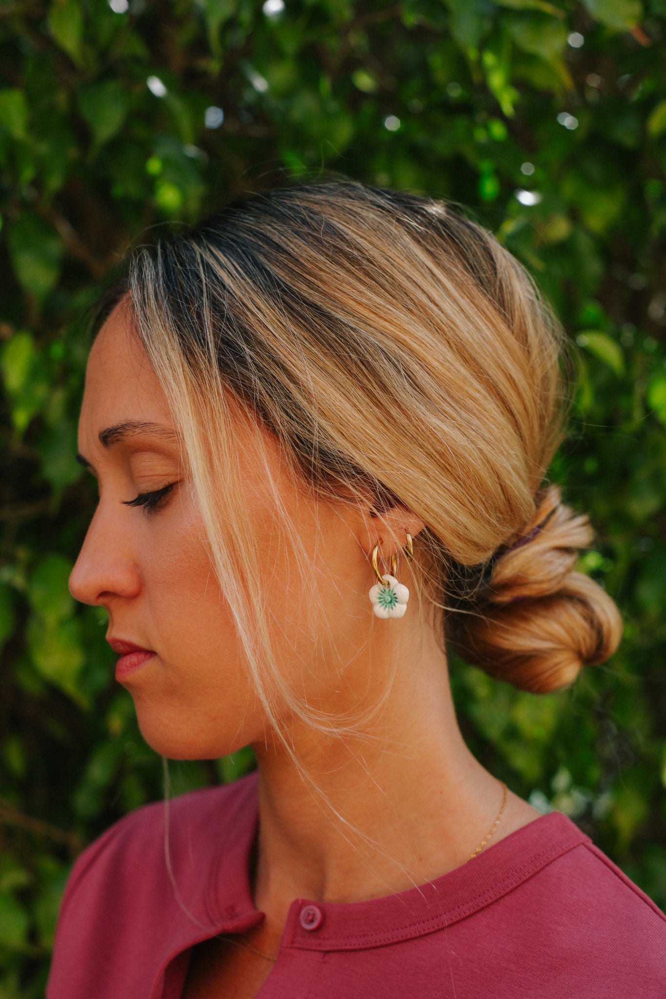 Nuevo | Pendientes Plumeria Azul | S