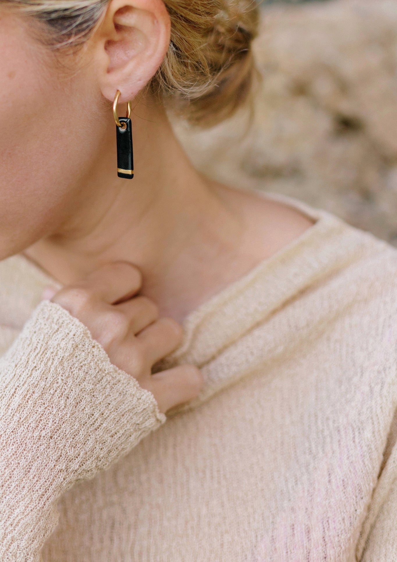 Nuevo | Pendientes Janubio Negro & Oro | L